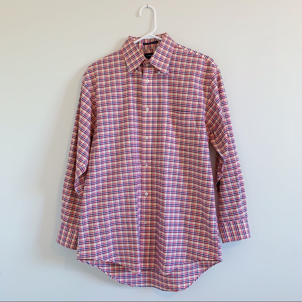 Red, Orange, Yellow, and Blue Plaid Button-down